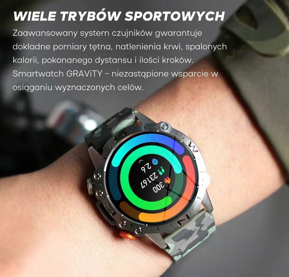 GRAVITY GT20-1 MEN'S Išmanusis laikrodis - AMOLED, ADDITIONAL BELT (sg024a)