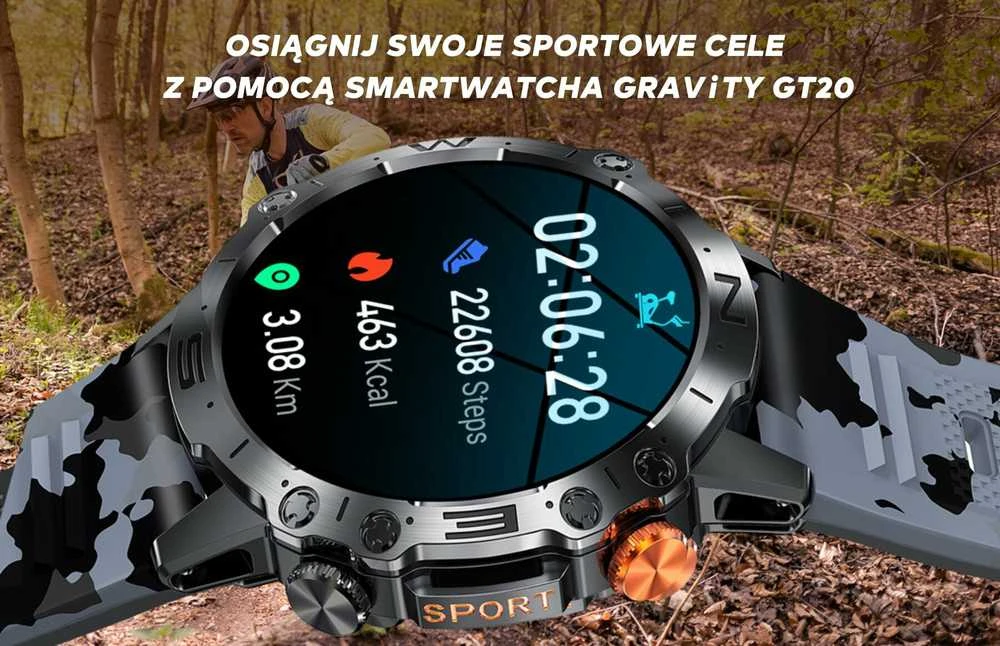 Išmanusis laikrodis MĘSKI GRAVITY GT20-2 - AMOLED, DODATKOWY PASEK (sg024b)