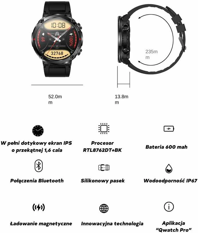 Išmanusis laikrodis MĘSKI GRAVITY GT21-2 - BLUETOOTH CALL, DODATKOWY PASEK (sg025b)