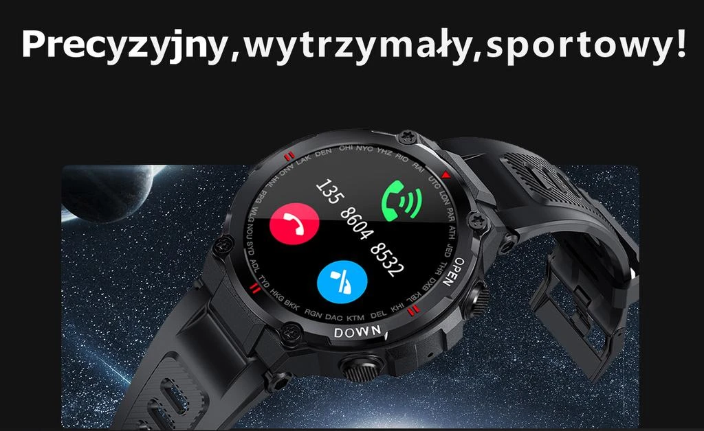 Išmanusis laikrodis Gravity GT7-5, Juodos spalvos korpusas su raudonos spalvos dirželiu