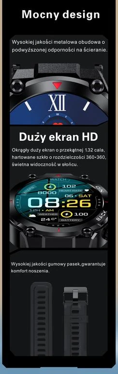 Išmanusis laikrodis Gravity GT8-1, Juodos spalvos