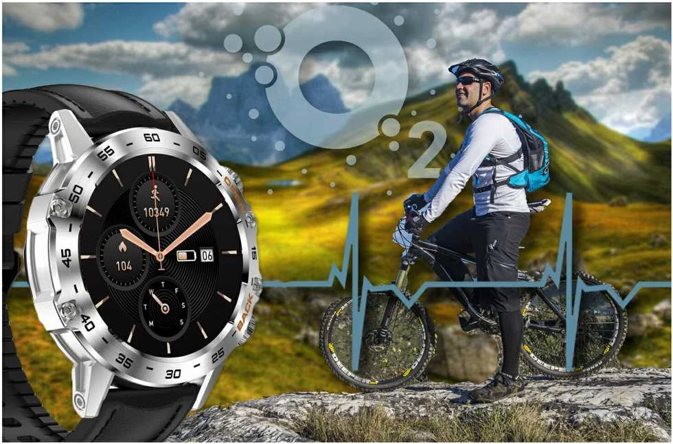 Išmanusis laikrodis Gravity GT9-6, Sidabro spalvos korpusas su juodos spalvos dirželiu