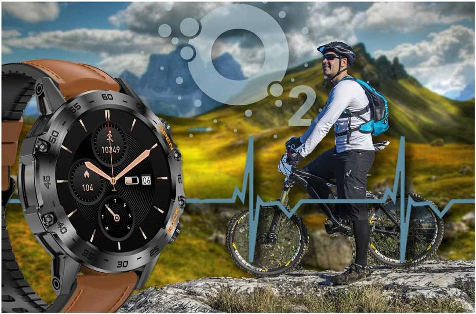 Išmanusis laikrodis Gravity GT9-7, Juodos spalvos korpusas su rudos spalvos dirželiu