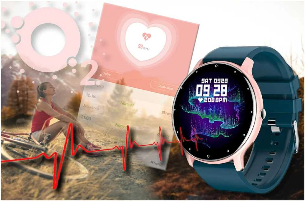 Išmanusis laikrodis Gravity GT1-4, Rožinės spalvos korpusas su mėlynos spalvos dirželiu