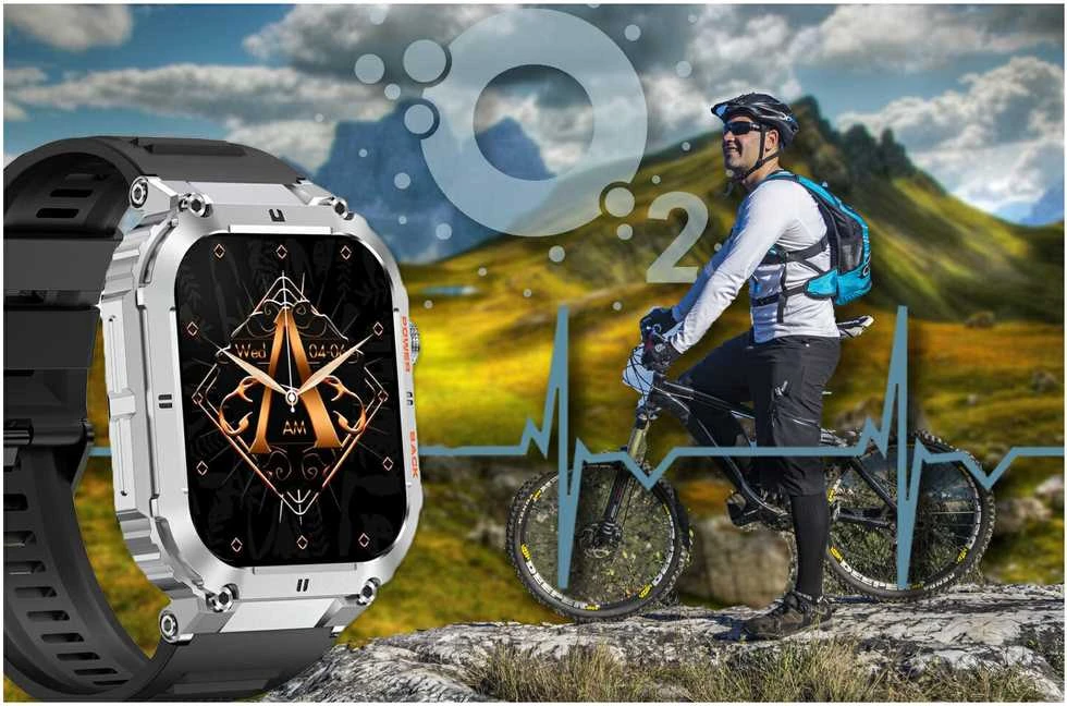Išmanusis laikrodis Gravity GT6-5, Sidabro spalvos korpusas su juodos spalvos dirželiu