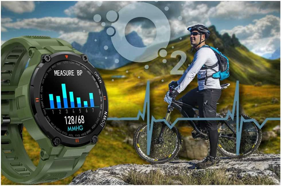 Išmanusis laikrodis Gravity GT7-3, Juodos spalvos korpuso apvadas su žalios spalvos dirželiu