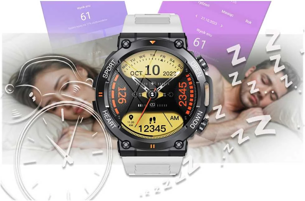 Išmanusis laikrodis Gravity GT7-6 Pro, Juodos spalvos korpusas su baltos spalvos dirželiu