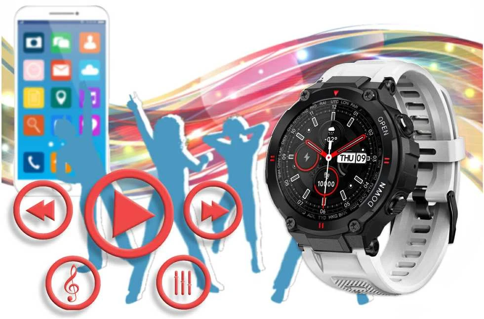 Išmanusis laikrodis Gravity GT7-6, Juodos spalvos korpusas su pilkos spalvos dirželiu