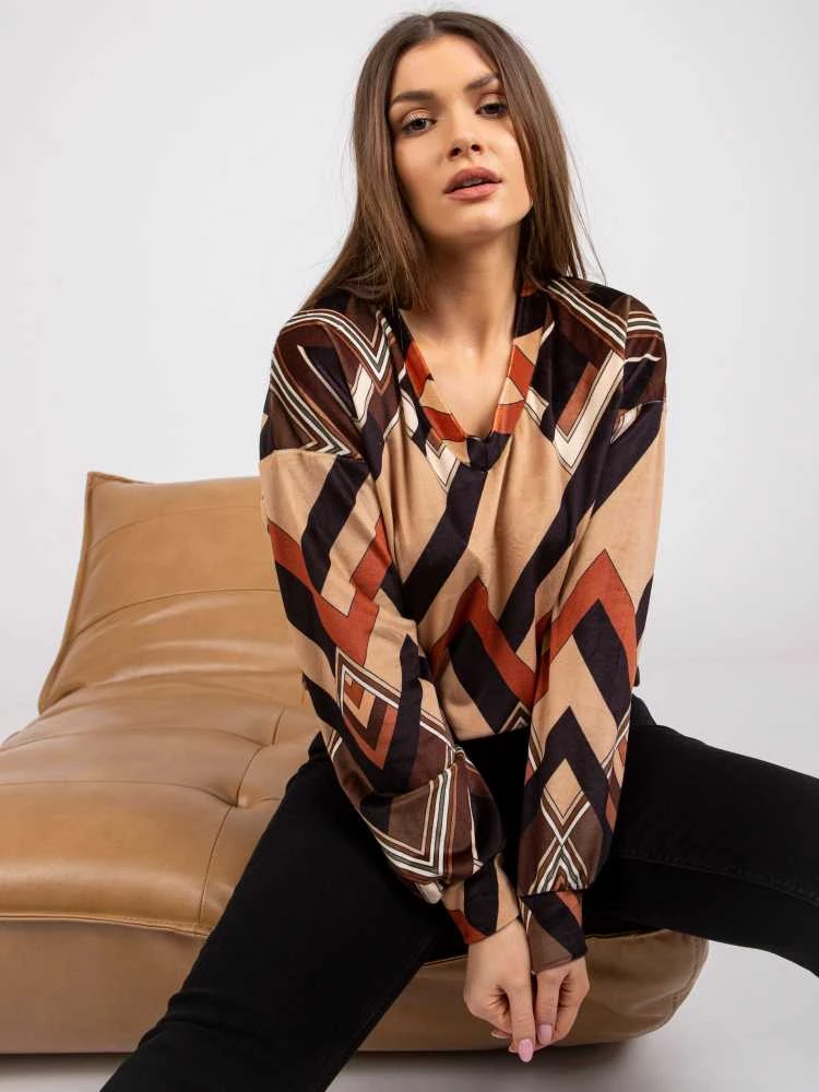 Italy Moda Palaidinė-DHJ-BZ-6033-1.49P-juoda-smėlio spalvos