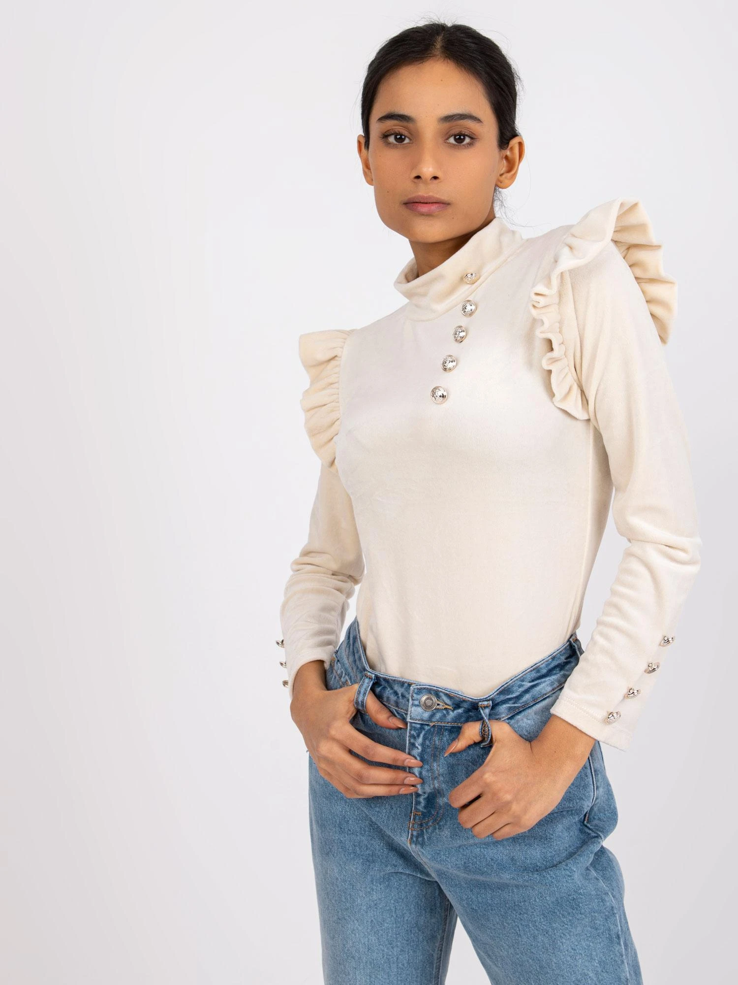 Italy Moda Palaidinė-DHJ-BZ-6533A.44P-šviesiai smėlio spalvos