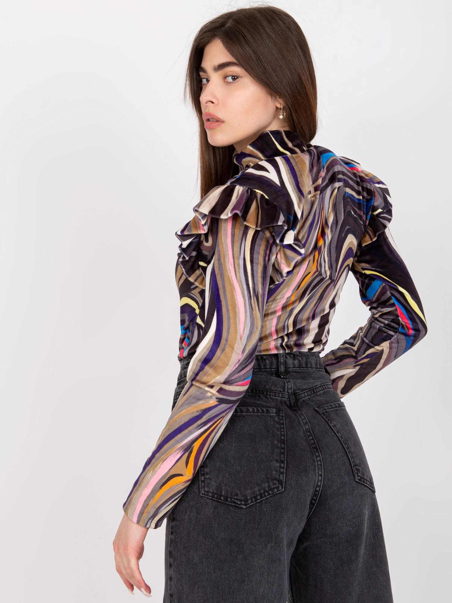 Italy Moda Palaidinė-DHJ-BZ-6533C.90-juoda-smėlio spalvos