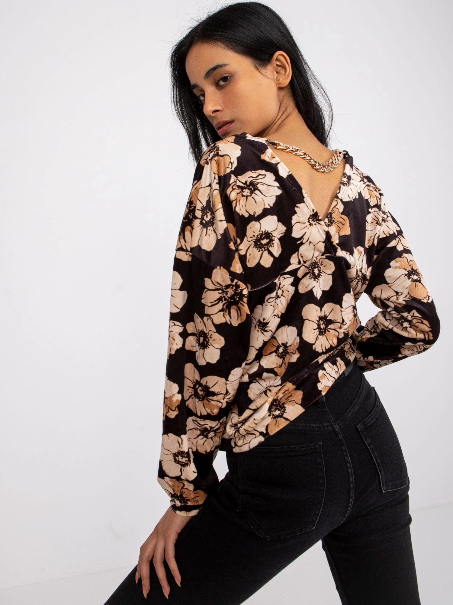 Italy Moda Palaidinė-DHJ-BZ-6550-1.29P-juoda-smėlio spalvos