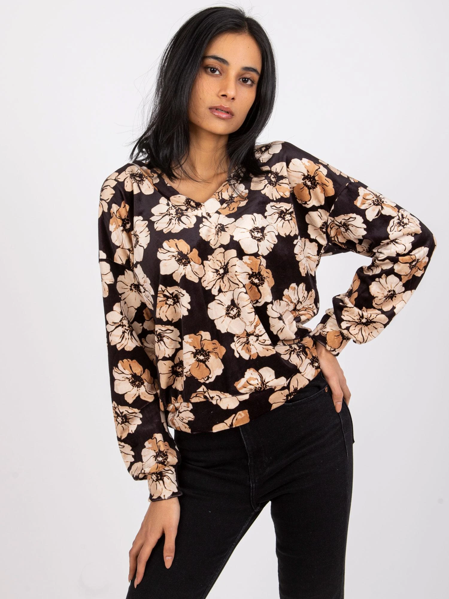 Italy Moda Palaidinė-DHJ-BZ-6550-1.29P-juoda-smėlio spalvos