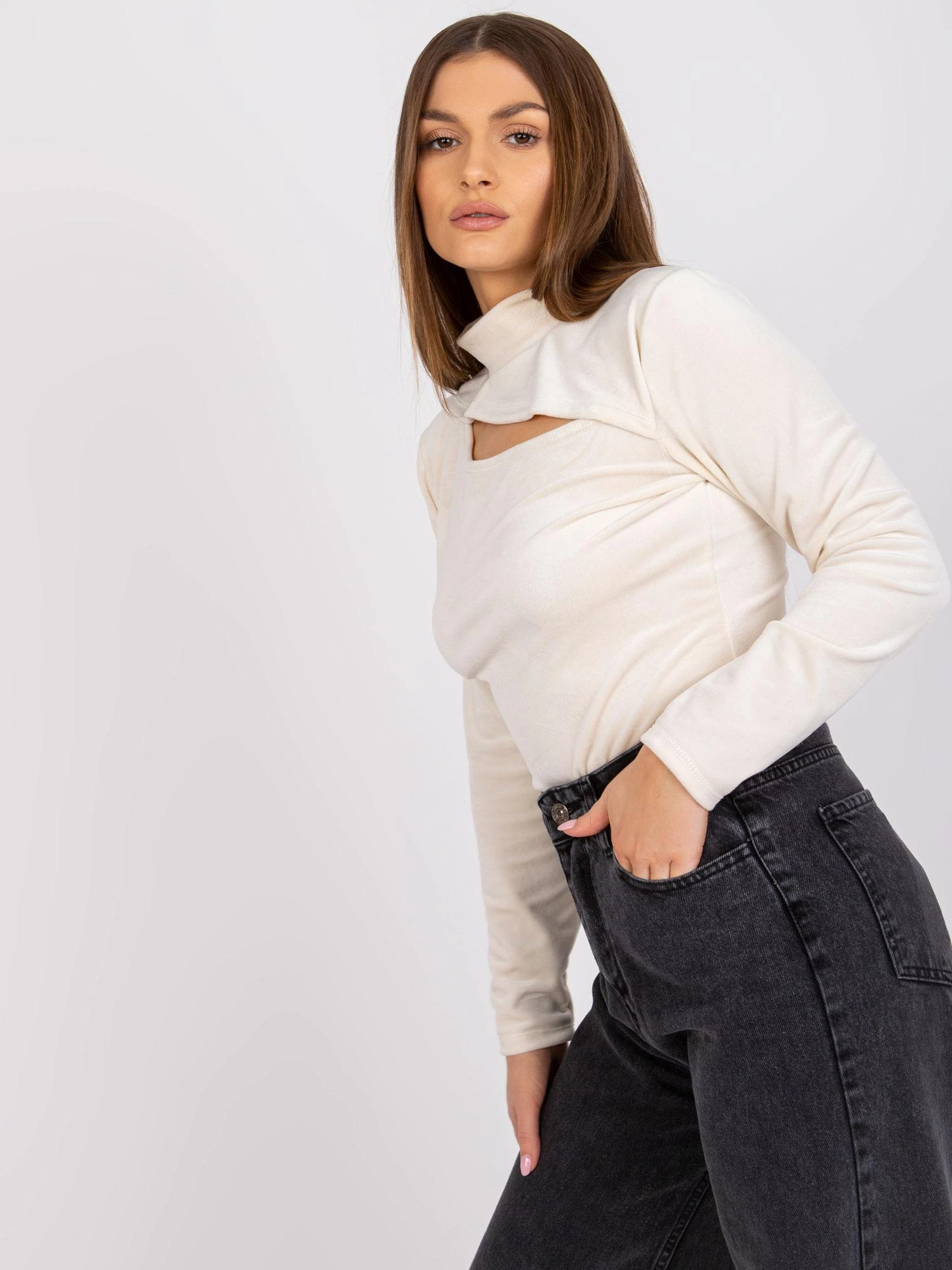 Italy Moda Palaidinė-DHJ-BZ-6561.09P-šviesiai smėlio spalvos