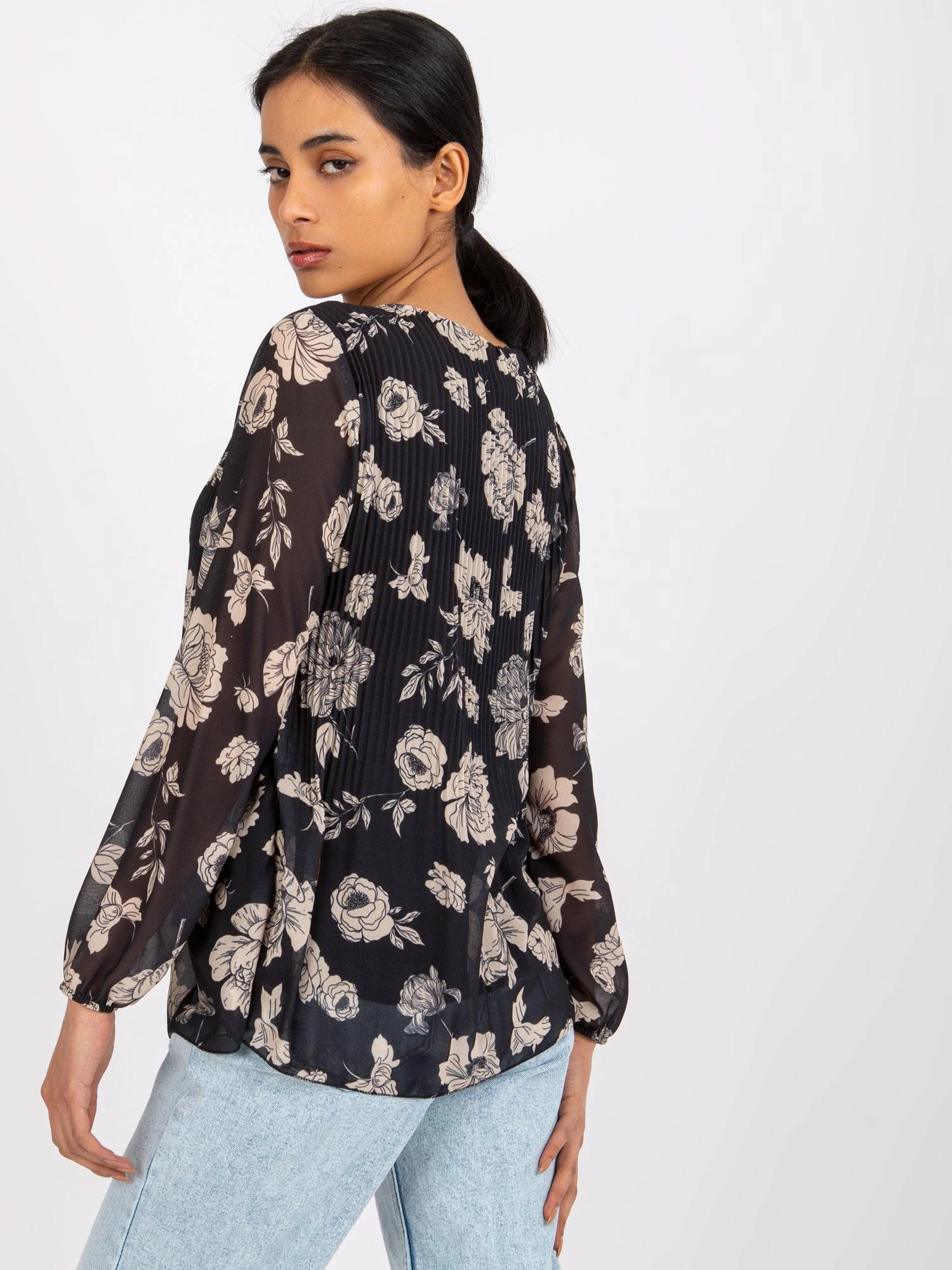 Italy Moda Palaidinė-DHJ-BZ-8643-1.37P-juoda-smėlio spalvos