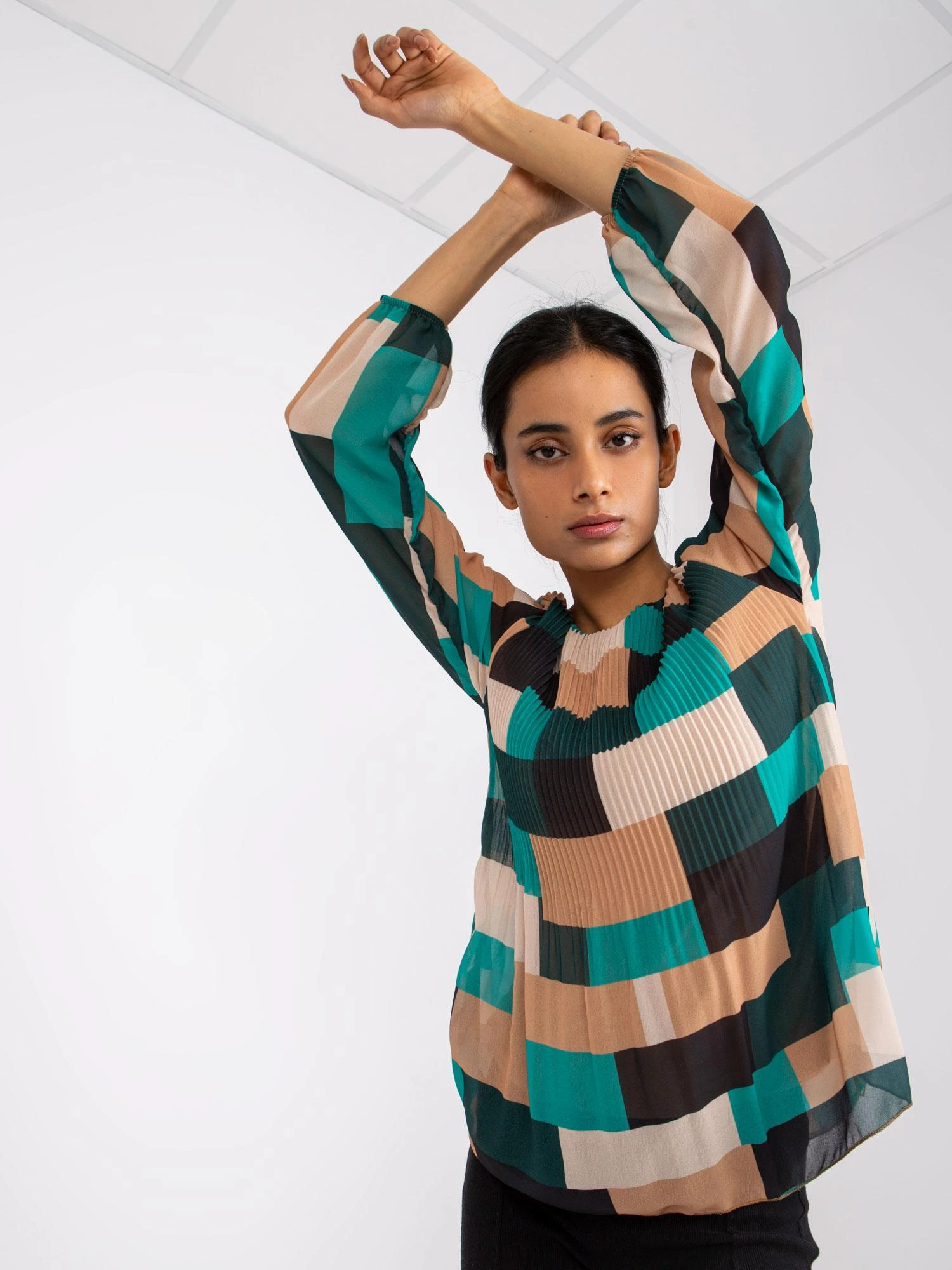 Italy Moda Palaidinė-DHJ-BZ-8643.38P-tamsiai žalia