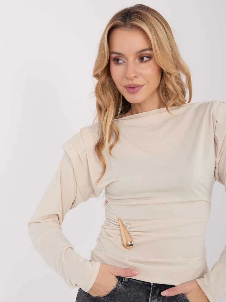 Italy Moda Bluzka-IT-BZ-21898.12-smėlio spalva