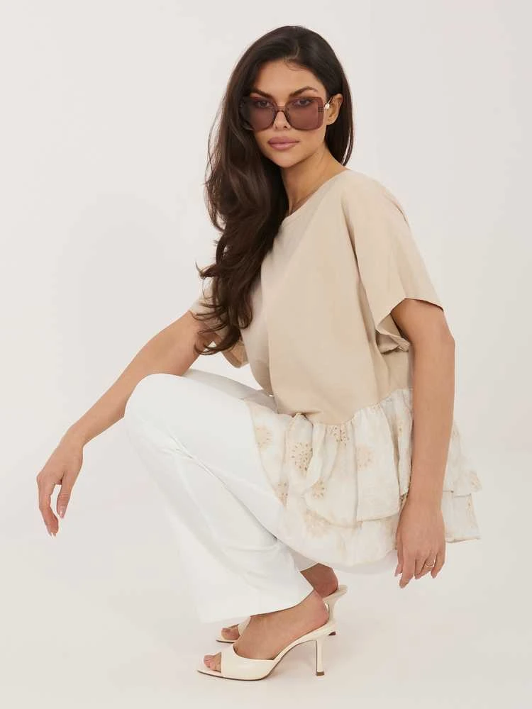 Italy Moda Bluzka-IT-BZ-81870.18-smėlio spalva