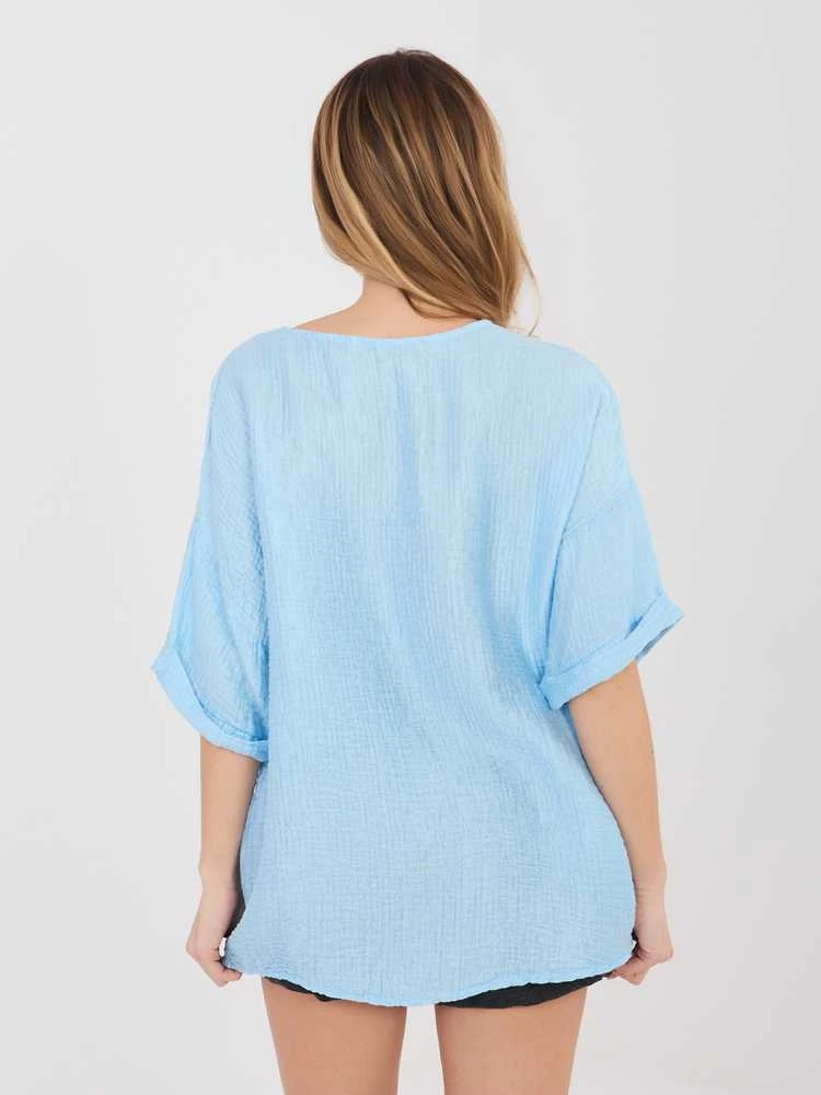 Italy Moda Bluzka-IT-BZ-81891.49-šviesiai mėlyna