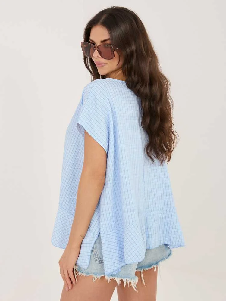 Italy Moda Bluzka-IT-BZ-FL10332.80-šviesiai mėlyna
