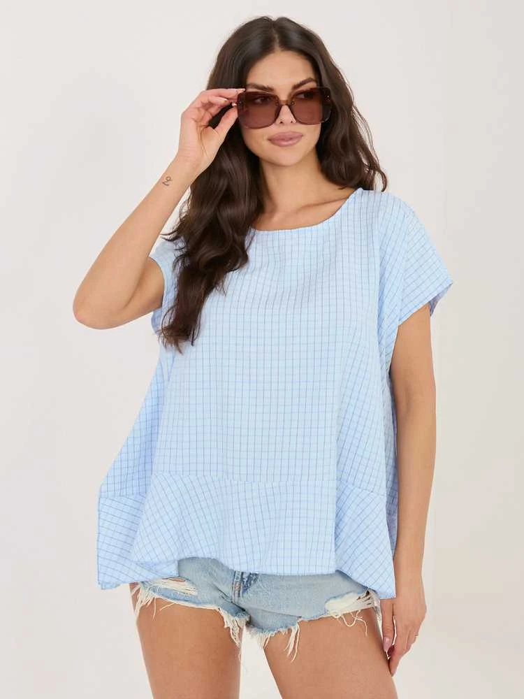 Italy Moda Bluzka-IT-BZ-FL10332.80-šviesiai mėlyna