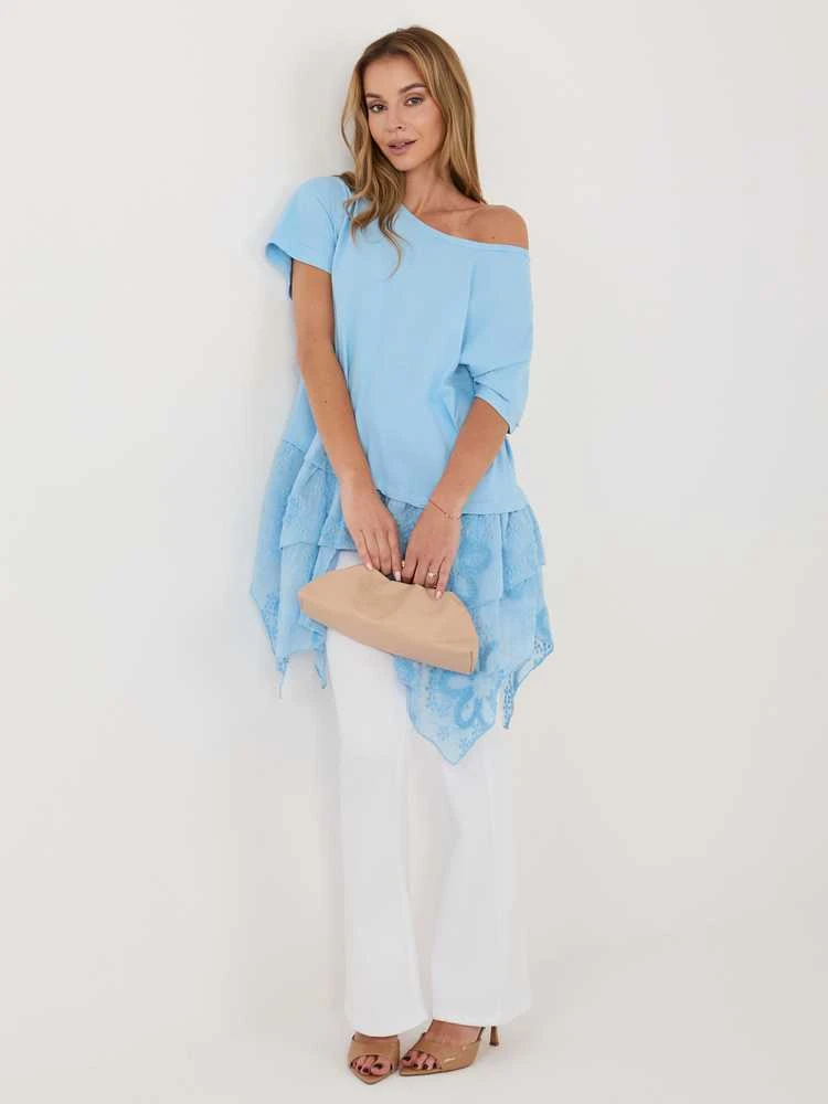 Italy Moda Bluzka-IT-SK-81869.54-šviesiai mėlyna
