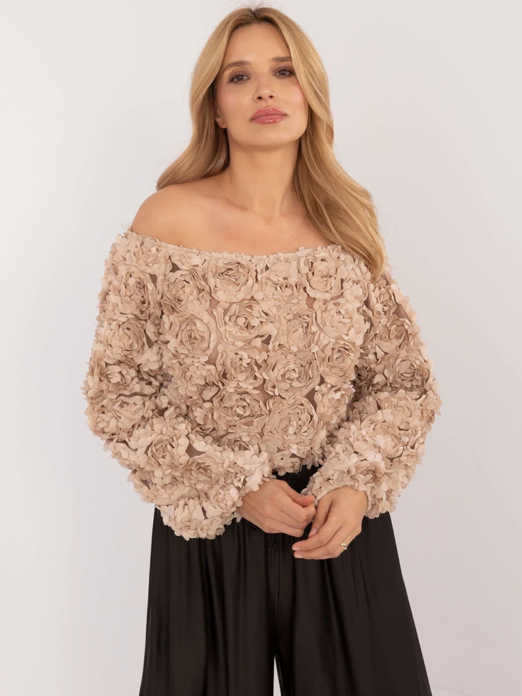 Italy Moda Bluzka-MI-BZ-26158.20-smėlio spalva