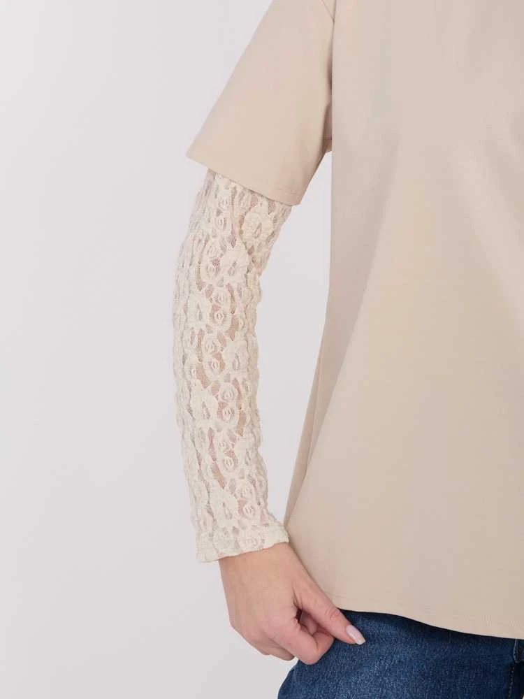 Italy Moda Bluzka-MI-BZ-4227.61-smėlio spalva