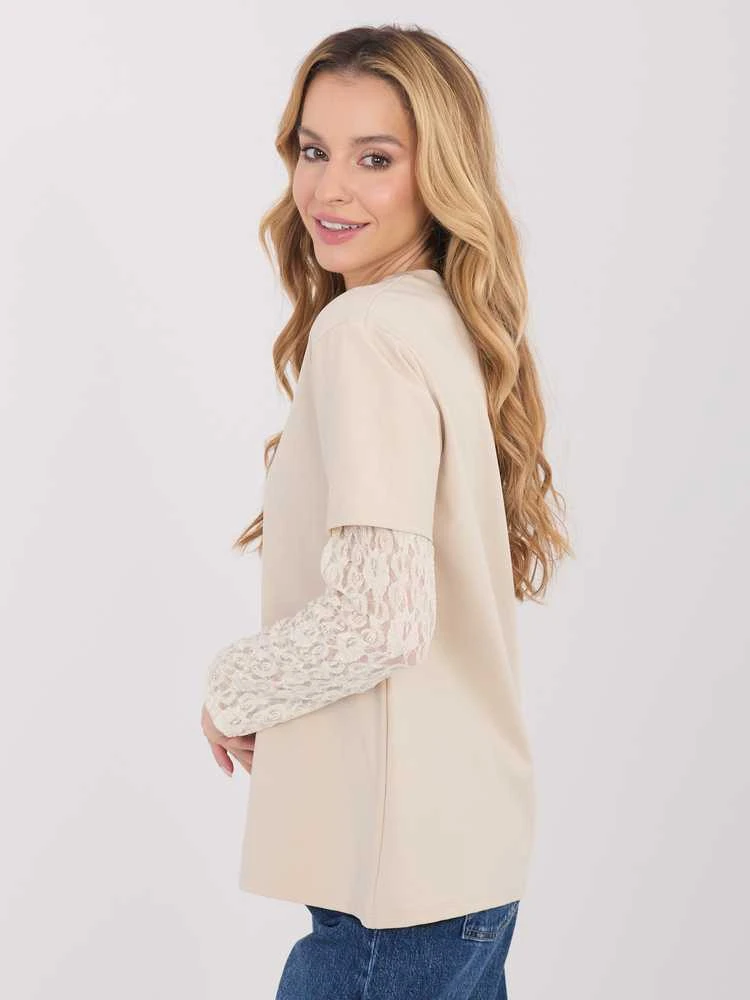 Italy Moda Bluzka-MI-BZ-4227.61-smėlio spalva