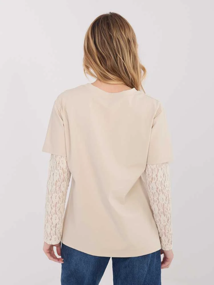 Italy Moda Bluzka-MI-BZ-4227.61-smėlio spalva