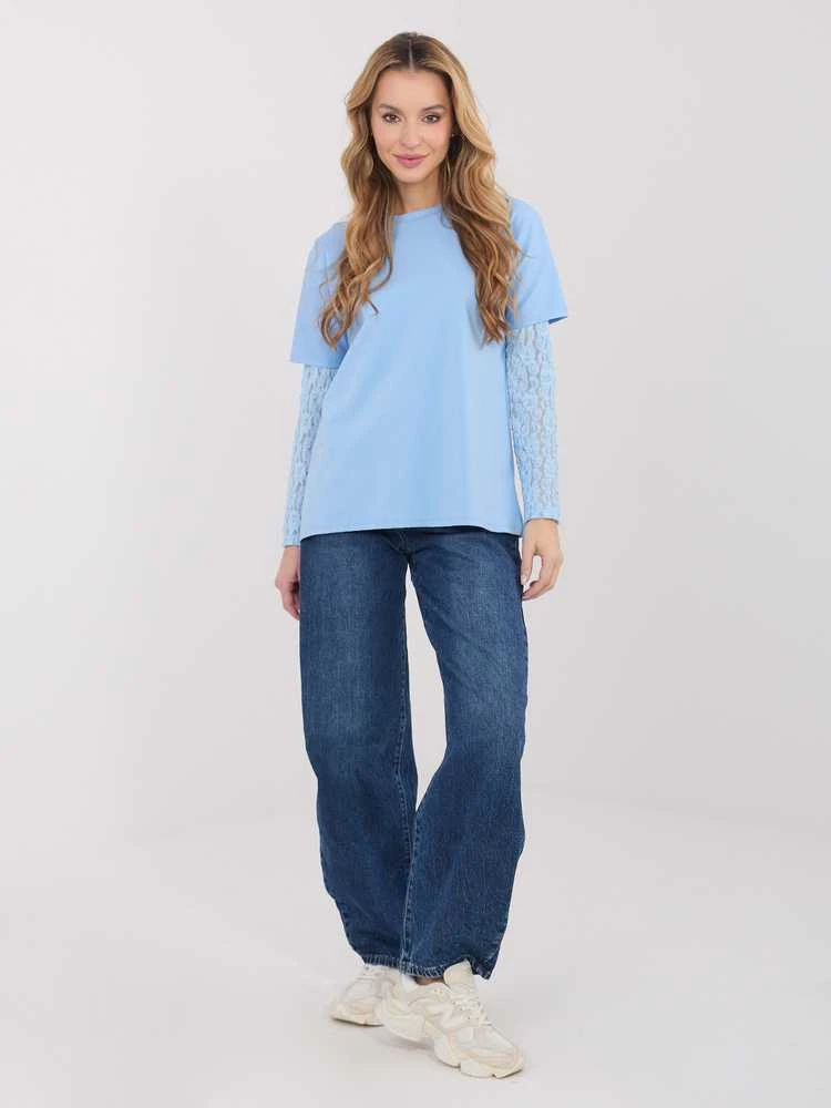 Italy Moda Bluzka-MI-BZ-4227.61-šviesiai mėlyna