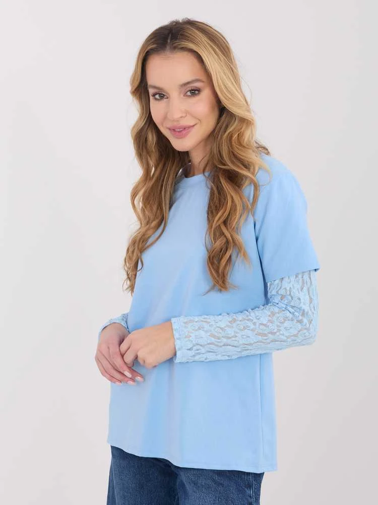 Italy Moda Bluzka-MI-BZ-4227.61-šviesiai mėlyna