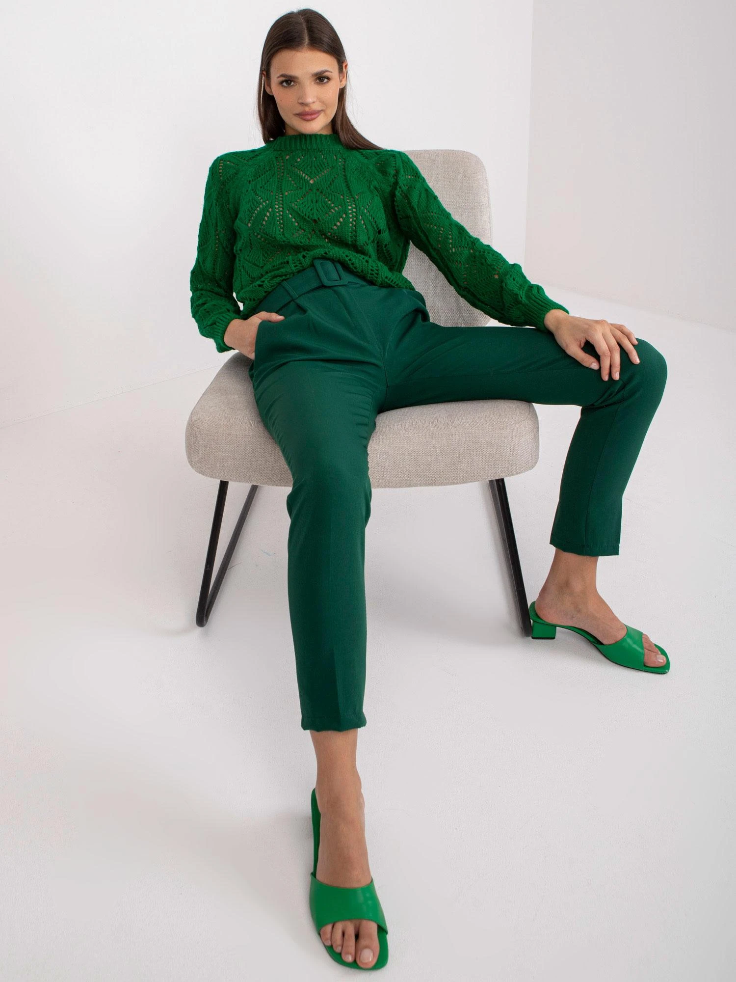 Italy Moda Kelnės-DHJ-SP-12787.21X-tamsiai žalia