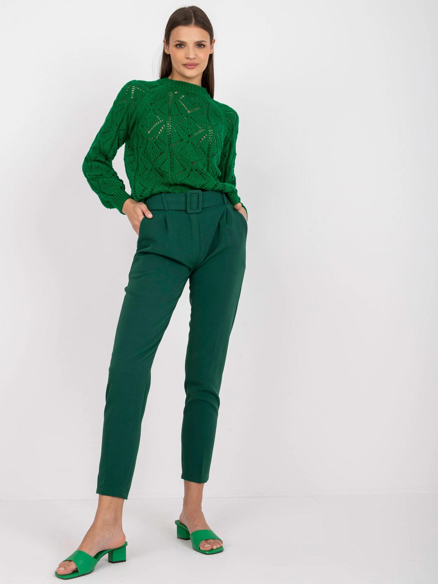 Italy Moda Kelnės-DHJ-SP-12787.21X-tamsiai žalia