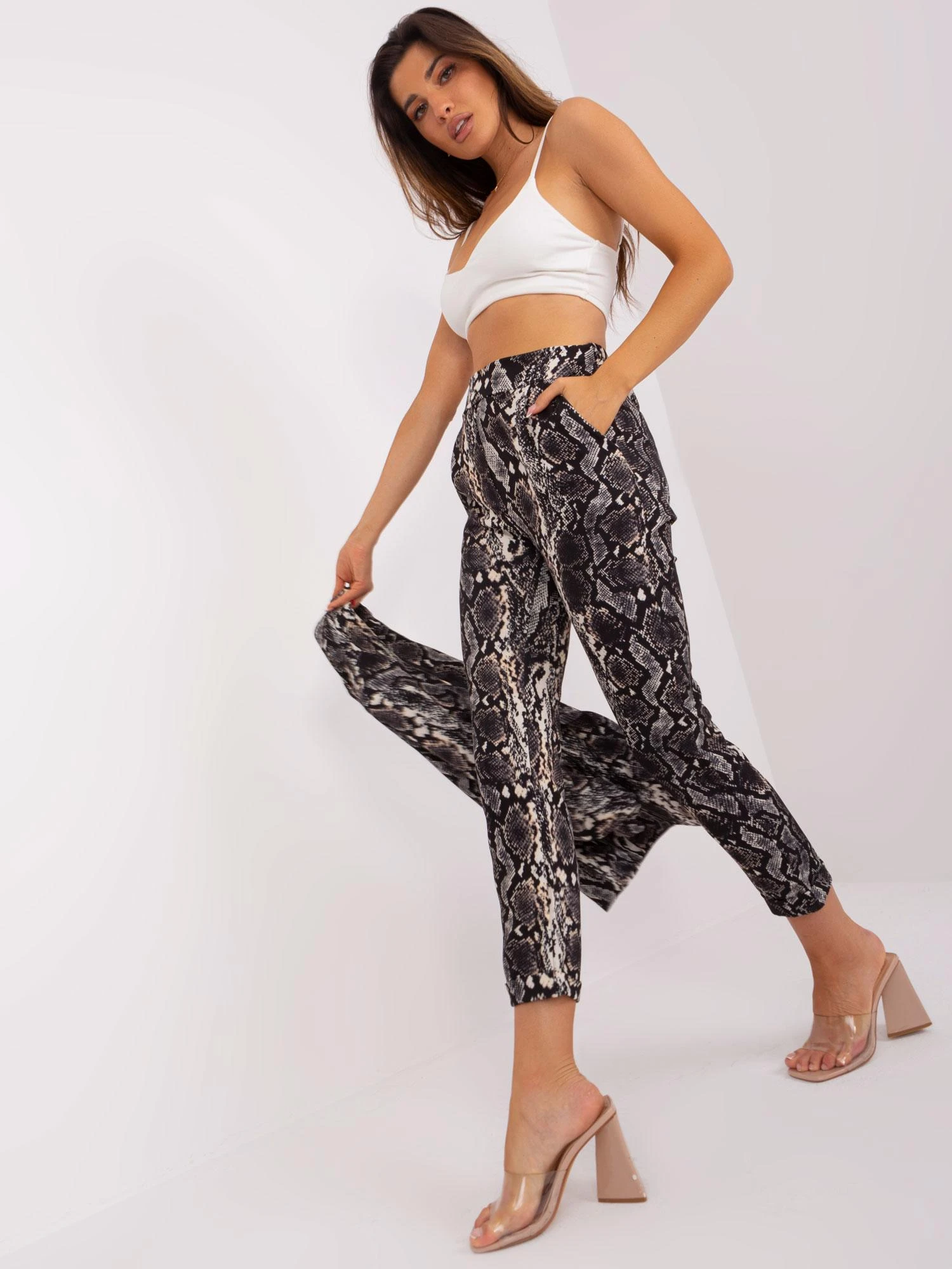 Italy Moda Kelnės-DHJ-SP-13926-7.52P-juoda-smėlio spalvos