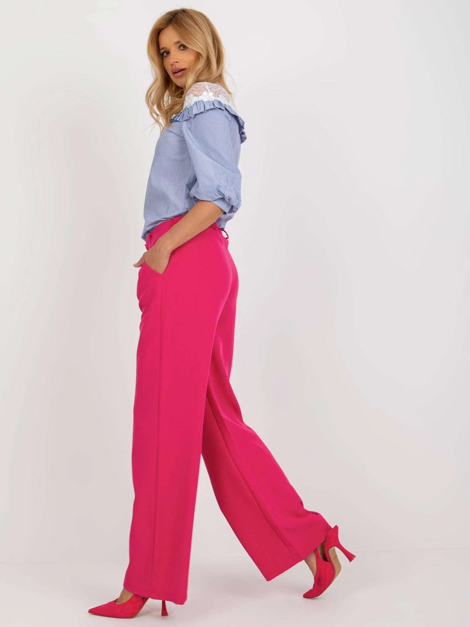 Italy Moda Kelnės-DHJ-SP-15679-1.30X-tamsiai rožinė