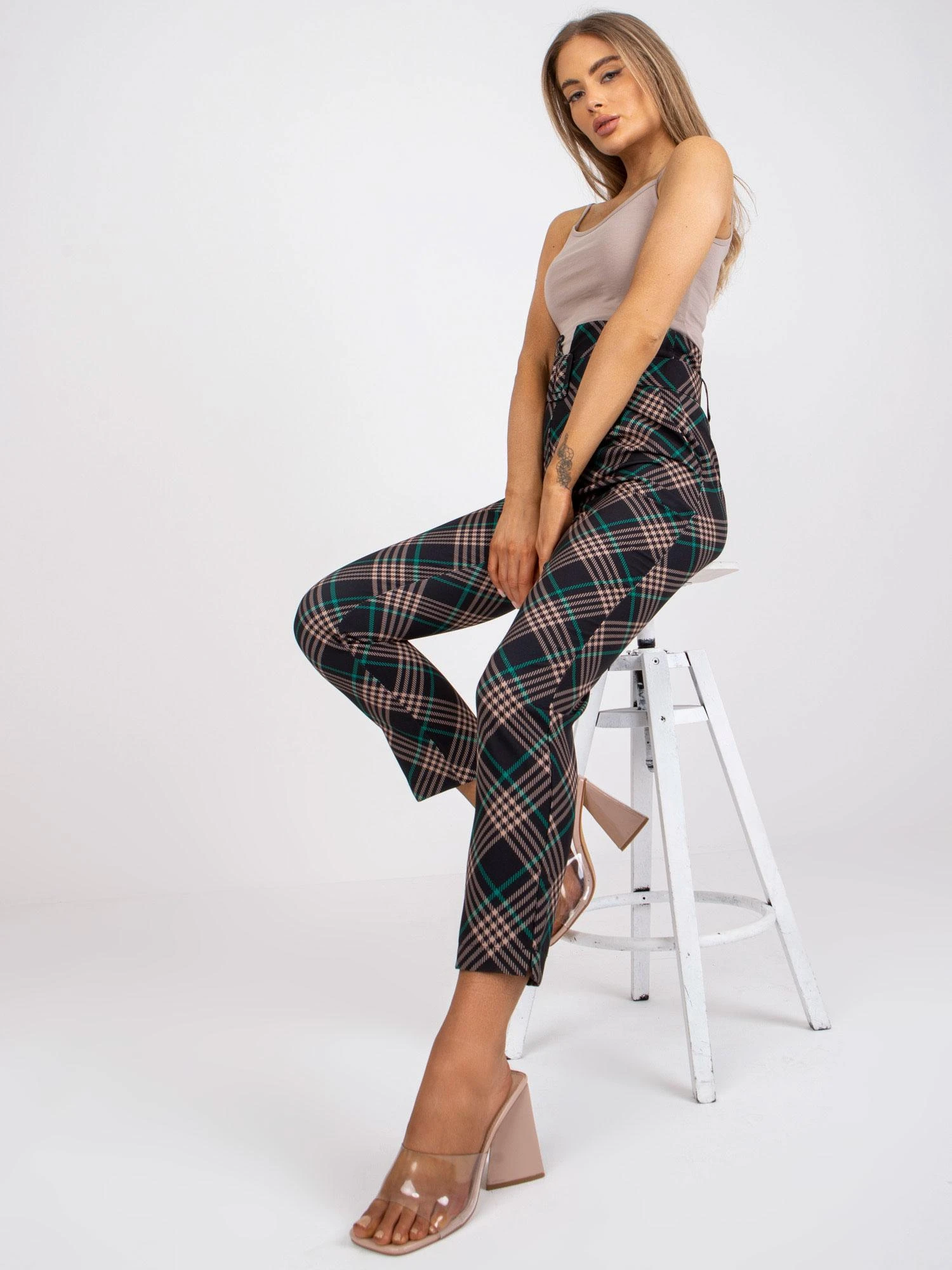 Italy Moda Kelnės-DHJ-SP-3689.08-juoda-žalia
