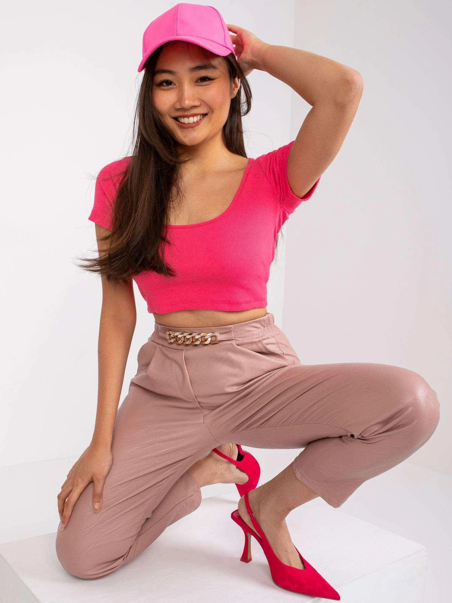 Italy Moda Kelnės-DHJ-SP-5058.35P-šviesiai rožinės spalvos