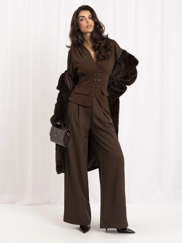 Italy Moda Kelnės-IR-SP-BQ941-23.09P-ruda