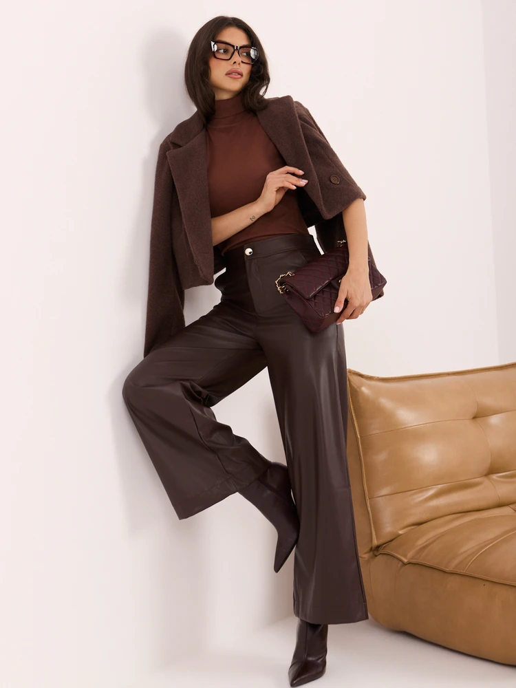 Italy Moda Kelnės-IR-SP-YAC1009.01P-ciemny ruda
