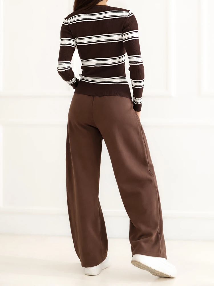 Italy Moda Kelnės-IR-SP-YV5651.02-ciemny ruda