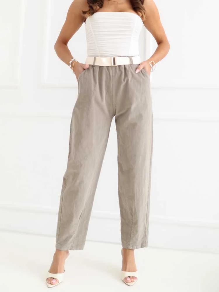 Italy Moda Kelnės-IT-SP-26016.85-ciemny bezowy