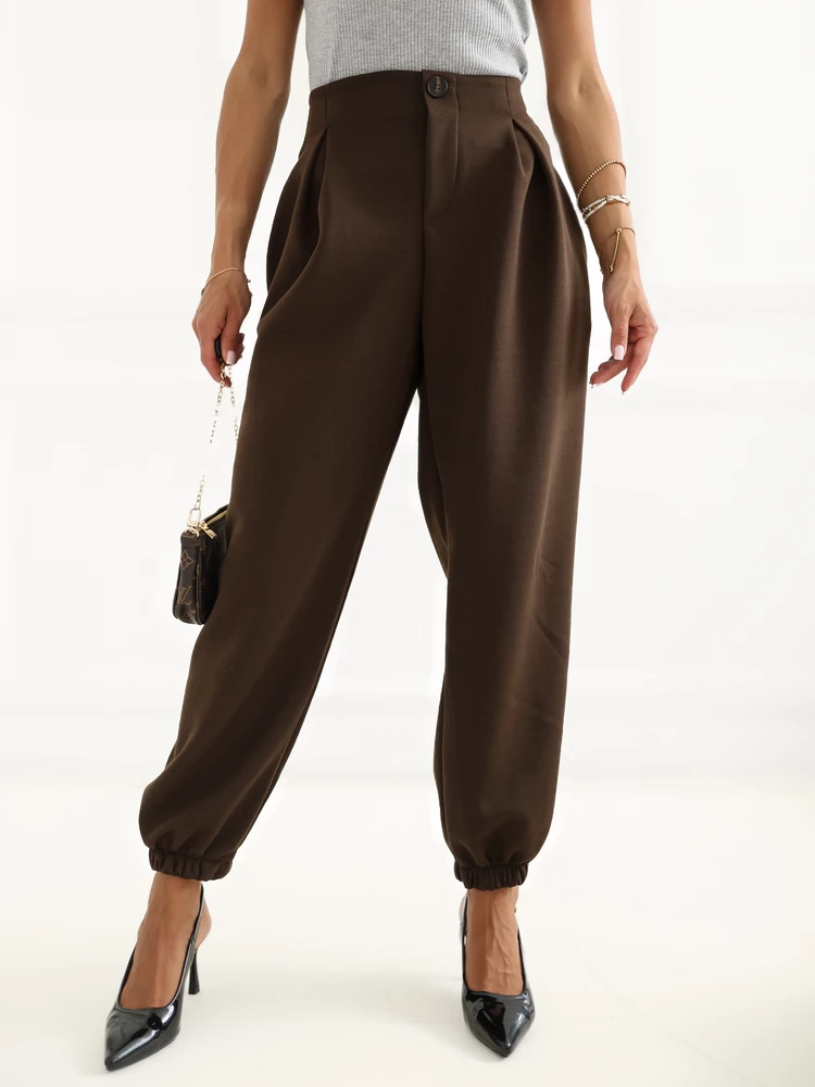 Italy Moda Kelnės-IT-SP-9995.16P-ciemny ruda