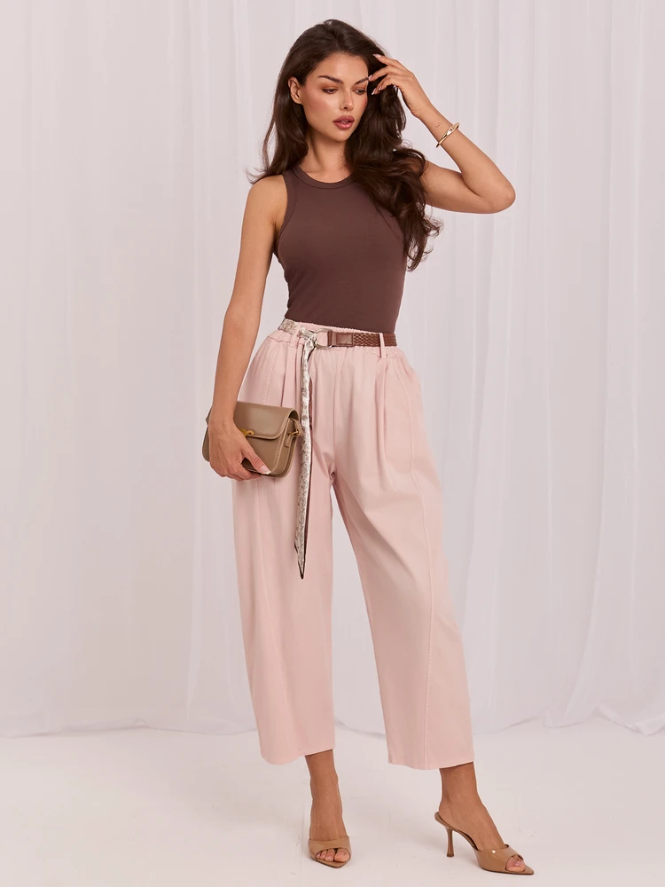 Italy Moda Kelnės-IT-SP-FL9967SPL.75-jasny rožinė