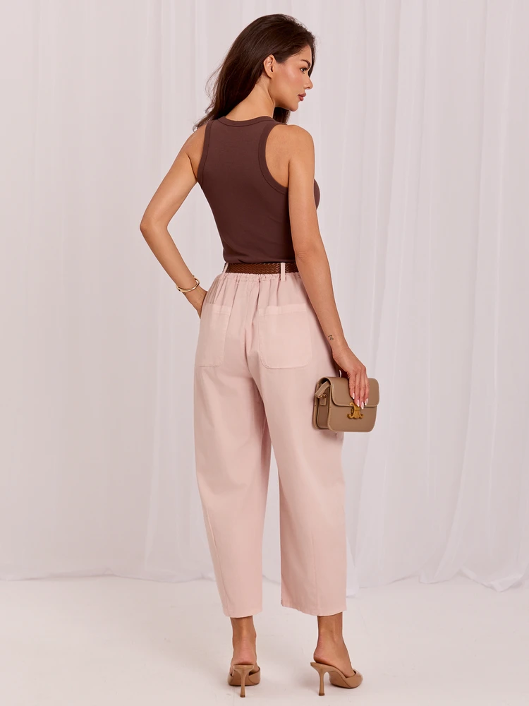 Italy Moda Kelnės-IT-SP-FL9967SPL.75-jasny rožinė