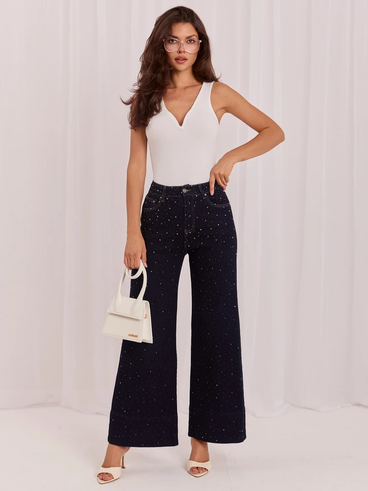 Italy Moda Kelnės jeans-IR-SP-K877-1.14-tamsiai mėlyna