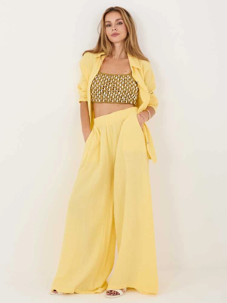 Italy Moda Kelnės-MI-SP-2563.02-jasny geltona