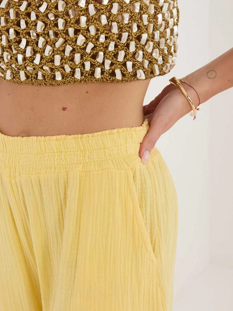 Italy Moda Kelnės-MI-SP-2563.02-jasny geltona