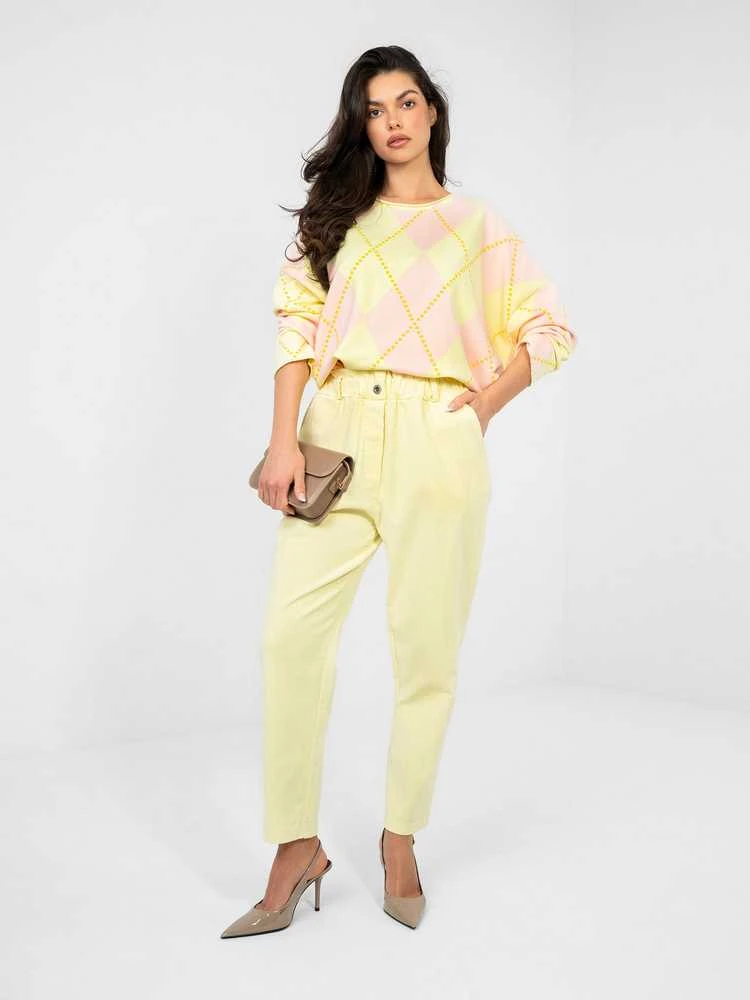 Italy Moda Kelnės-MI-SP-2689.47-jasny geltona