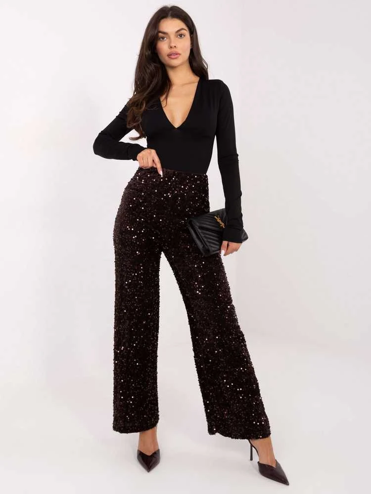 Italy Moda Kelnės-MI-SP-4323C.28 -ciemny ruda
